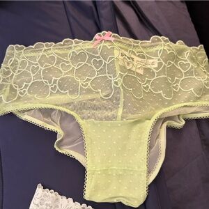 PINK Victoria's Secret Light Green Heart Lace Panty